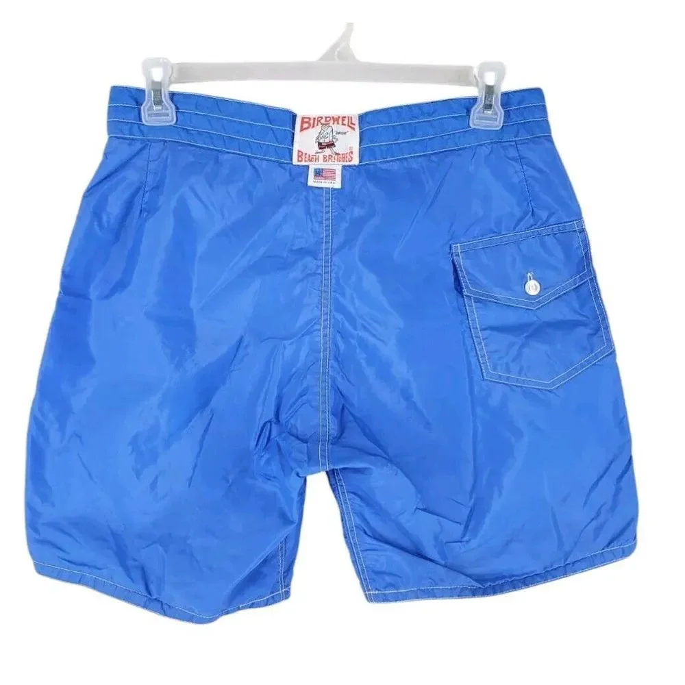 Birdwell Beach Britches Trunks 310 Board Shorts Royal Blue Men 32 Lined 7” USA